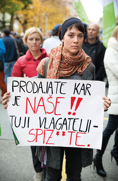 Protestni shod proti razprodaji državnih podjetij, 10. november 2014