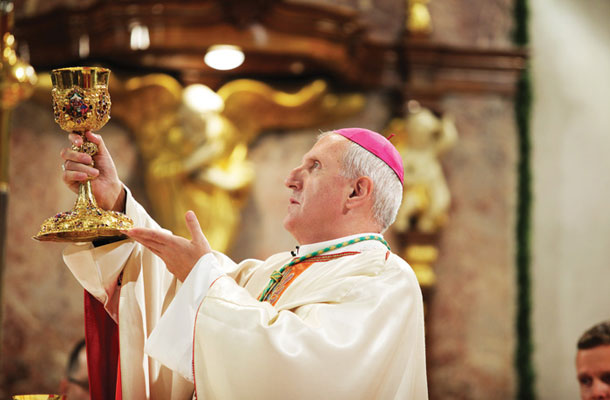 Nadškof Stane Zore med inavguracijsko mašo 