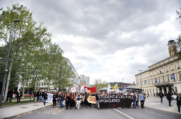 Protest proti komercializaciji šolstva v Ljubljani leta 2014