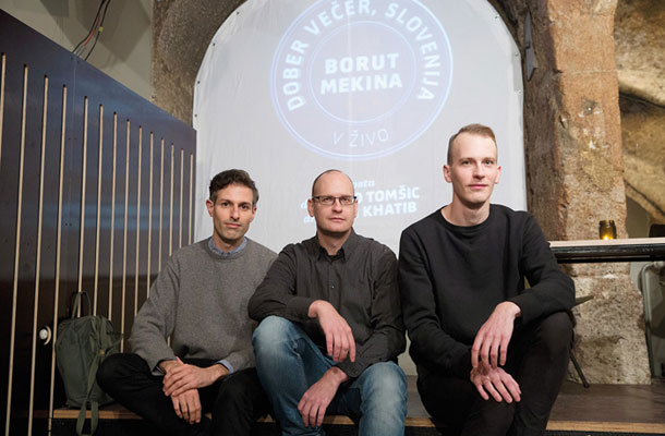 Sami Khatib, Borut Mekina in Samo Tomšič, pogovor o Evropi, Grčiji, Marxu in Merklovi, Pritličje, Ljubljana