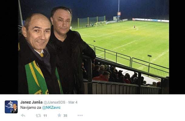 »Navijamo za @NKZavrc« – objava Janeza Janše na Twitterju