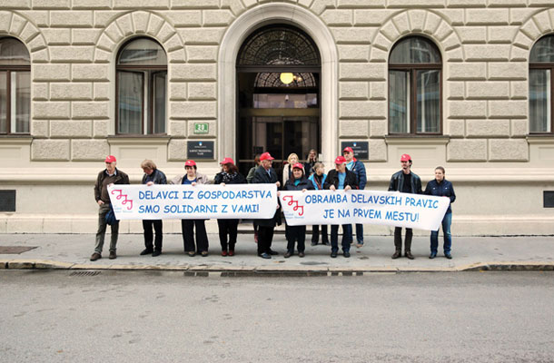 Podpora sindikatov gospodarstva sindikatom javnega sektorja v borbi proti varčevalnim ukrepom, november 2014 
