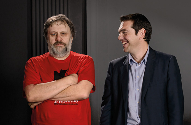 Slavoj Žižek in Aleksis Cipras v Zagrebu na festivalu Subversive leta 2013 