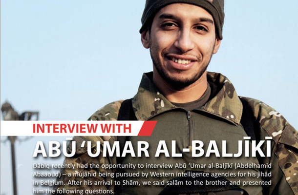 Mastermind pariške operacije: Abdel-Hamid Abu Oud aka Abu Umar al-Baljiki v intervjuju za muslimansko revijo Dabiq februarja 2015