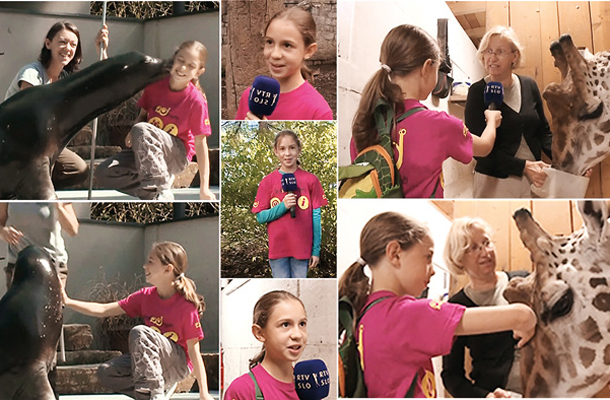 Otroška poročevalka, novinarka Uma, v ljubljanskem živalskem vrtu v oddaji Infodrom 