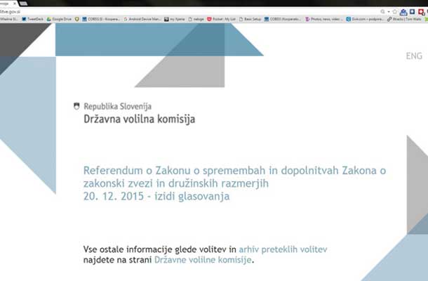 Delujoča izhodiščna stran za pregled rezultatov referenduma
