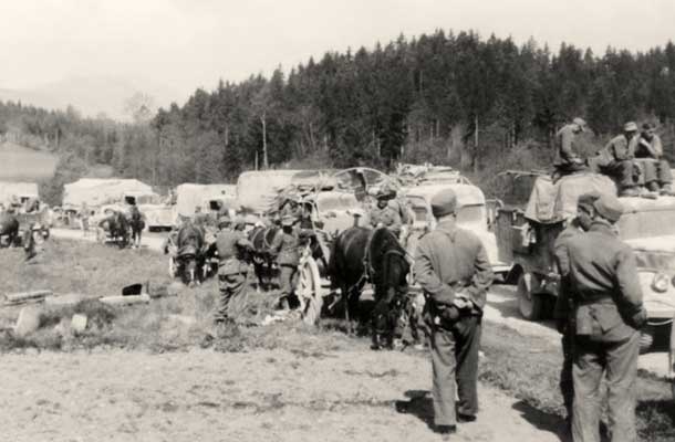 Razorožena nemška vojska. Metleče pri Šoštanju, 9. maja 1945
