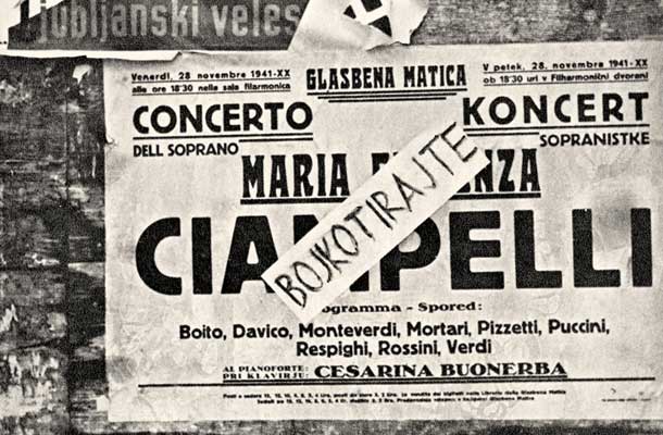 Poziv na bojkot italijanskih kulturnih prireditev v Ljubljani jeseni 1941  