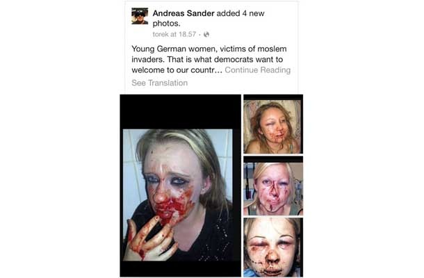 Ena izmed objav, ki se je razširila po internetu. Ženske na fotografiji niso pretepli priseljenci.
