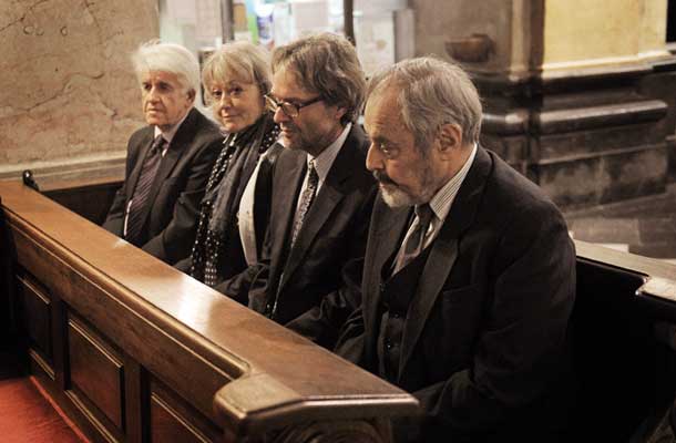 Trije ustavni sodniki pri Rdeči maši: Mitja Deisinger, Jan Zobec in Ernest Petrič, ter vrhovna sodnica in Zobčeva soproga Barbara Zobec