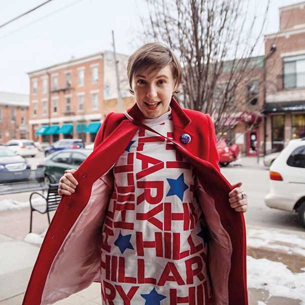 Fotografija, ki jo je Lena Dunham objavila na svojem profilu na Instagramu, potem ko je v Iowi nastopila v podporo kandidatki za predsednico ZDA Hillary Clinton