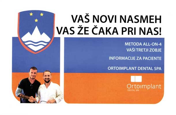 Naslovnica letaka, ki je v slovenskem dnevniku vabil na popravilo zob k sosedom