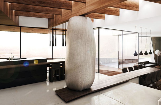 Zunanji in notranji prostori Vile Scorpio tvorijo posebne intimne ambiente. Vila Scorpio ima arhitekturno izrazito sodobno oblikovane poteze.