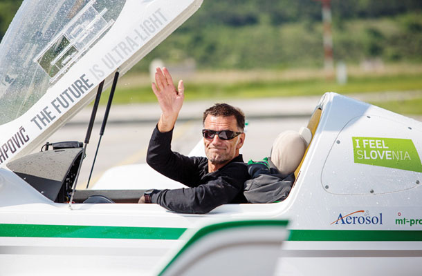 Matevž Lenarčič, zaključek poleta okoli sveta na dan Zemlje, Green Light World Flight, Portorož 