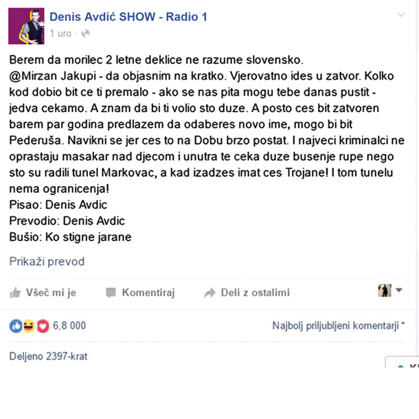 Umaknjen zapis na omrežju Facebook