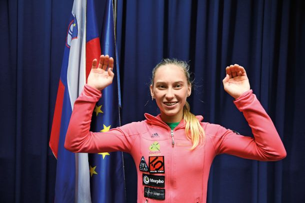 Janja Garnbret, svetovna prvakinja v težavnosti, sprejem za športne plezalce na MIZŠ, LJ