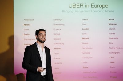 Naslednja postaja Ljubljana: Rob Khazzam, predstavnik podjetja Uber za srednjo in vzhodno Evropo, na predstavitvi v Ljubljani