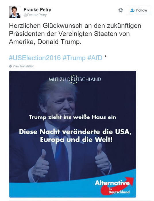 Čestitka iz Alternative za Nemčijo