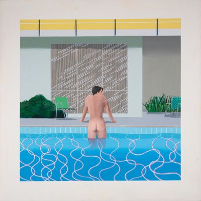 David Hockney: Peter izstopa iz Nickovega bazena (akril na platnu, 1966, zbirka Walker Art Gallery v Liverpoolu)