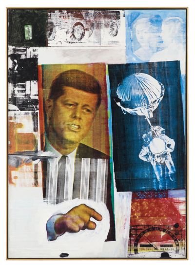 Robert Rauschenberg: Retroaktivno II (olje, svila in tuš na platnu, 1963, zbirka Muzeja sodobne umetnosti v Chicagu)