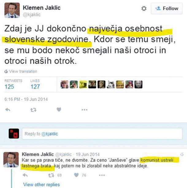 Zapis Klemna Jakliča iz leta 2014.