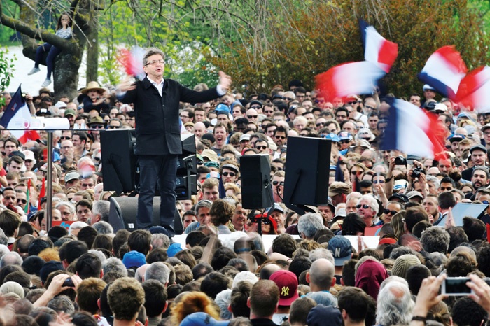 Jean-Luc Mélenchon na zborovanju v Toulousu