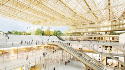 Forum des Halles, podzemno nakupovalno središče v Parizu, so zgradili na mestu, kjer je stala zgodovinska tržnica Les Halles, in se navezuje na več podzemnih železniških prog. Sčasoma je območje postalo degradirano, zato prav zdaj poteka celovita prenova, h kateri sodi novo vhodno stopnišče z organsko oblikovanim nadstreškom. 