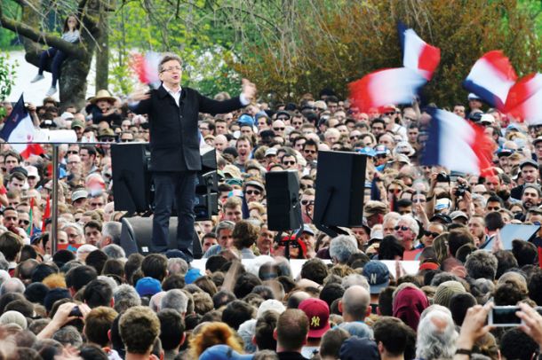 Jean-Luc Mélenchon na zborovanju v Toulousu 