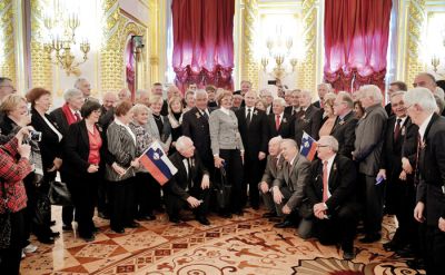 Milan Kučan ob Vladimirju Putinu na slovesnosti v Kremlju ob počastitvi obletnice konca druge svetovne vojne.