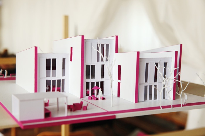 Maketa gradenj stanovanjske zadruge na Rakovi Jelši (na razstavi na Fakulteti za arhitekturo)