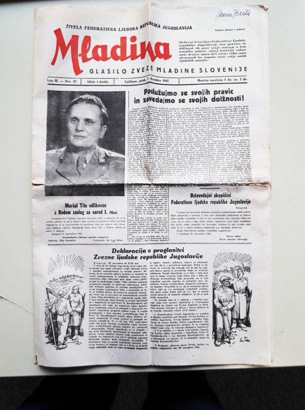 Mladina, december 1945, glasilo Zveze mladine Slovenije