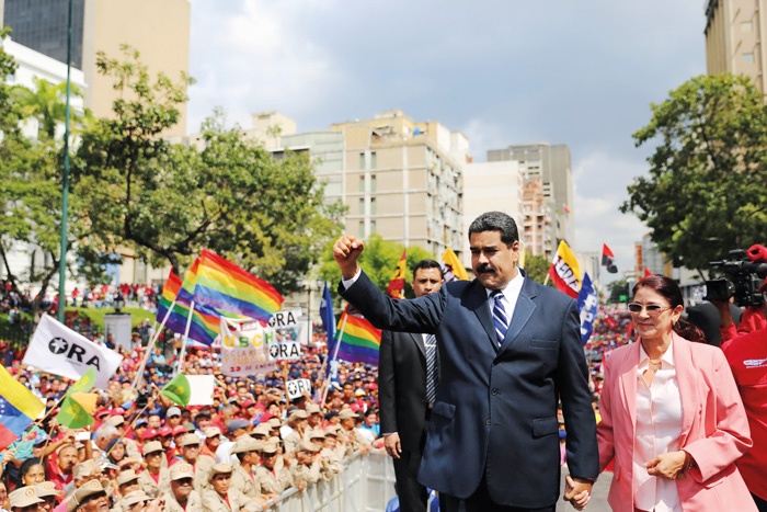 Podpora predsedniku Maduru v Caracasu