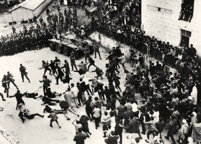 V Alžirski bitki (1966) Nacionalna osvobodilna fronta najprej seje teror, toda ta rezultira v pogajanjih, odhodu Francozov ter osamosvojitvi in mednarodnem priznanju Alžirije.