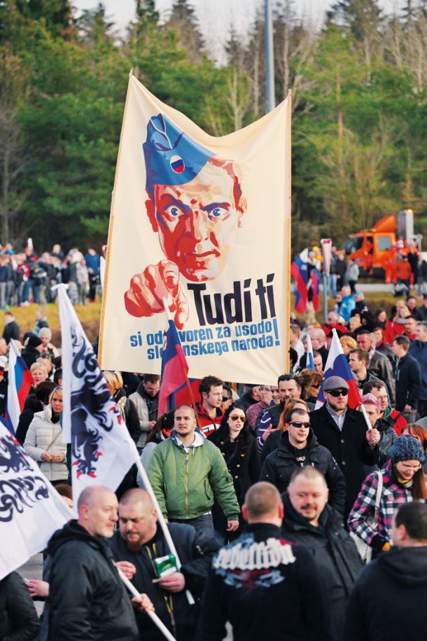Shod proti migrantom v Šenčurju 20. februarja 2016 