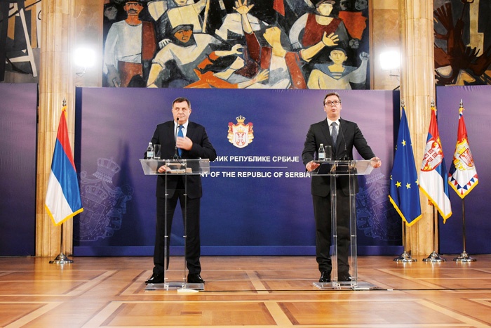 Predsednik Republike srbske Milorad Dodik in predsednik Srbije Aleksandar Vučić 