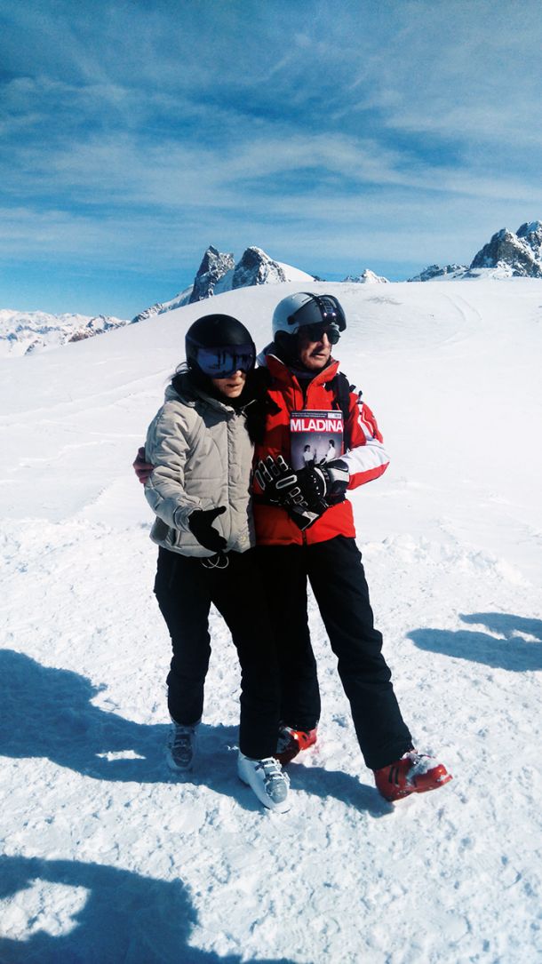 Barbka & Tomaž na vrhu Les 2 Alpes, 3600 m, Francija 