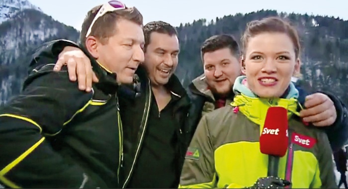 Tadej Veber v razigrani družbi