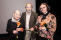 Štefka Drolc, Brane Grubar, Ivanka Mežan po projekciji filma Mihe Knifica: Vztrajanje, SFC, Cankarjev dom, LJ 