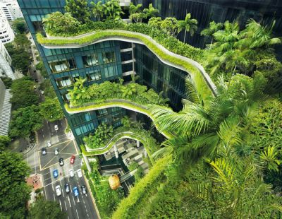 S tropskim rastlinjem prerasel hotel PARKROYAL on Pickering, za katerega so načrte naredili v studiu WOHA, je eden od najuspešnejših primerov integracije narave v arhitekturo. V vročem in vlažnem singapurskem podnebju je to kljub možnostim sodobne klimatizacije še vedno najbolj trajnostna rešitev. 