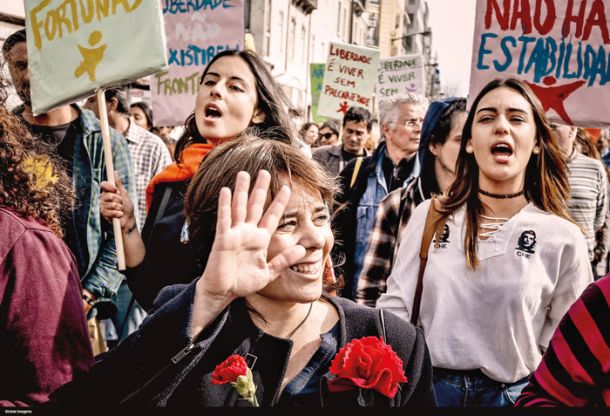 Catarina Martins, voditeljica portugalskega Bloco de Esquerda – Levega bloka na praznovanju Prvega maja letos.