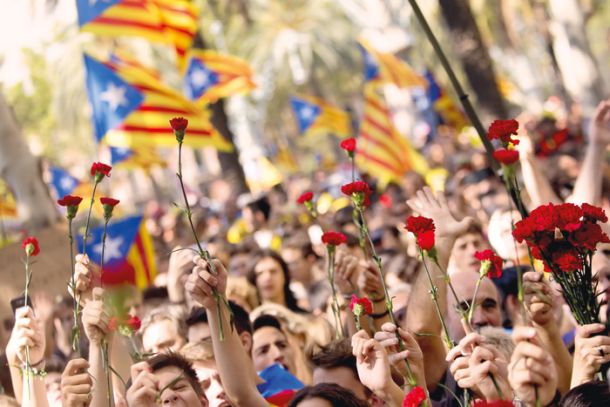 Protest proti policijskemu nasilju ob referendumu o neodvisnosti Katalonije 