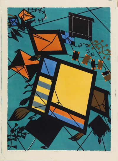 Zmaji, barvna litografija, 1956