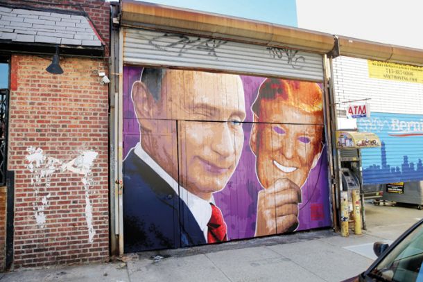 Graffiti umetnika Damiena Mitchella v Brooklynu  