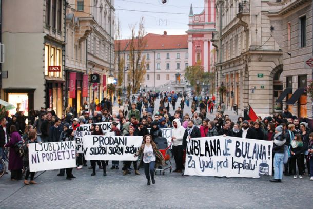 Protest rogovcev »proti gentrifikaciji, zapiranju avtonomnih prostorov, proti turistifikaciji, proti višanju najemnin, proti komercializaciji, proti deložacijam, deportacijam in izrinjanju ljudi iz mesta …«, Ljubljana