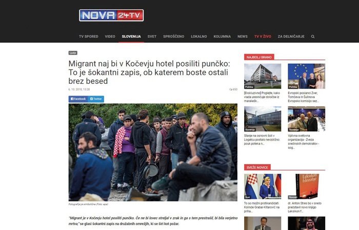 Primer lažne novice št. 1: V Kočevju se tudi po zatrjevanju policije v tem času ni zgodilo nikakršno nasilje.