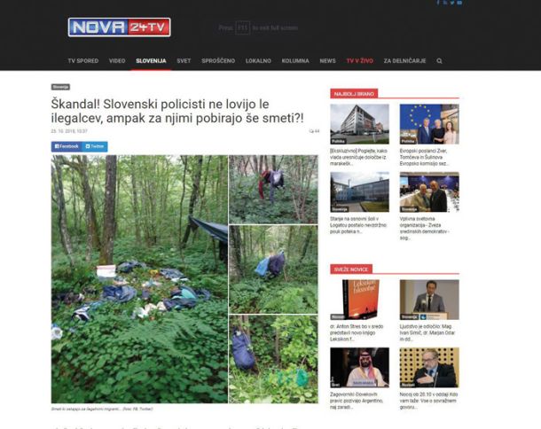 Primer širjenja strahu: Migranti niso samo nevarni, pač pa za seboj puščajo tudi smeti in morebiti širijo nalezljive bolezni.