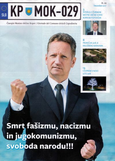 Don Pope na naslovnici biltena svojega agitpropa
