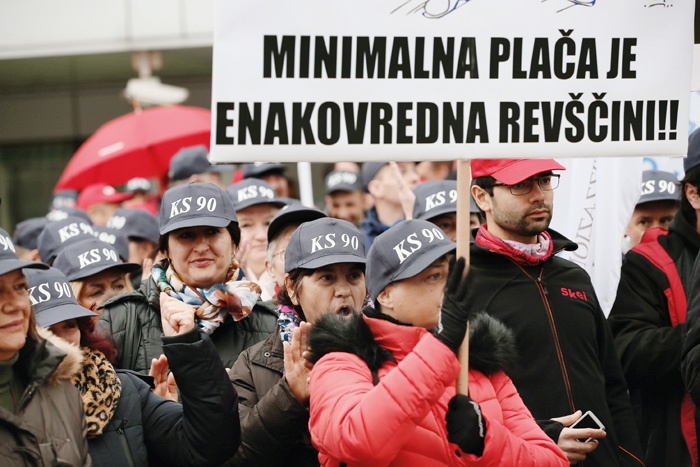 Protest sindikatov pred poslopjem GZS v Ljubljani, 4. december 2018