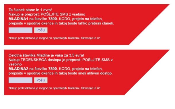 Preprosto do Mladininih plačljivih vsebin
