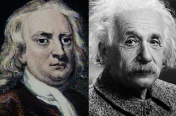 Isaac Newton in Albert Einstein, dva od največjih znanstvenikov v zgodovini človeštva